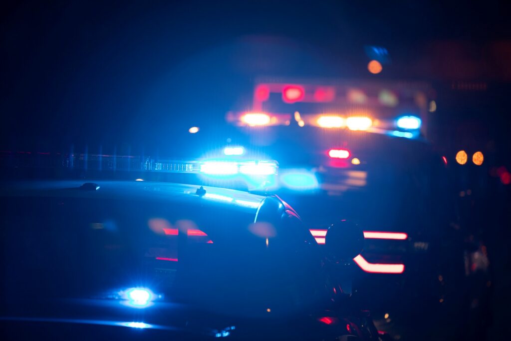 Fatal Crash scene at night.